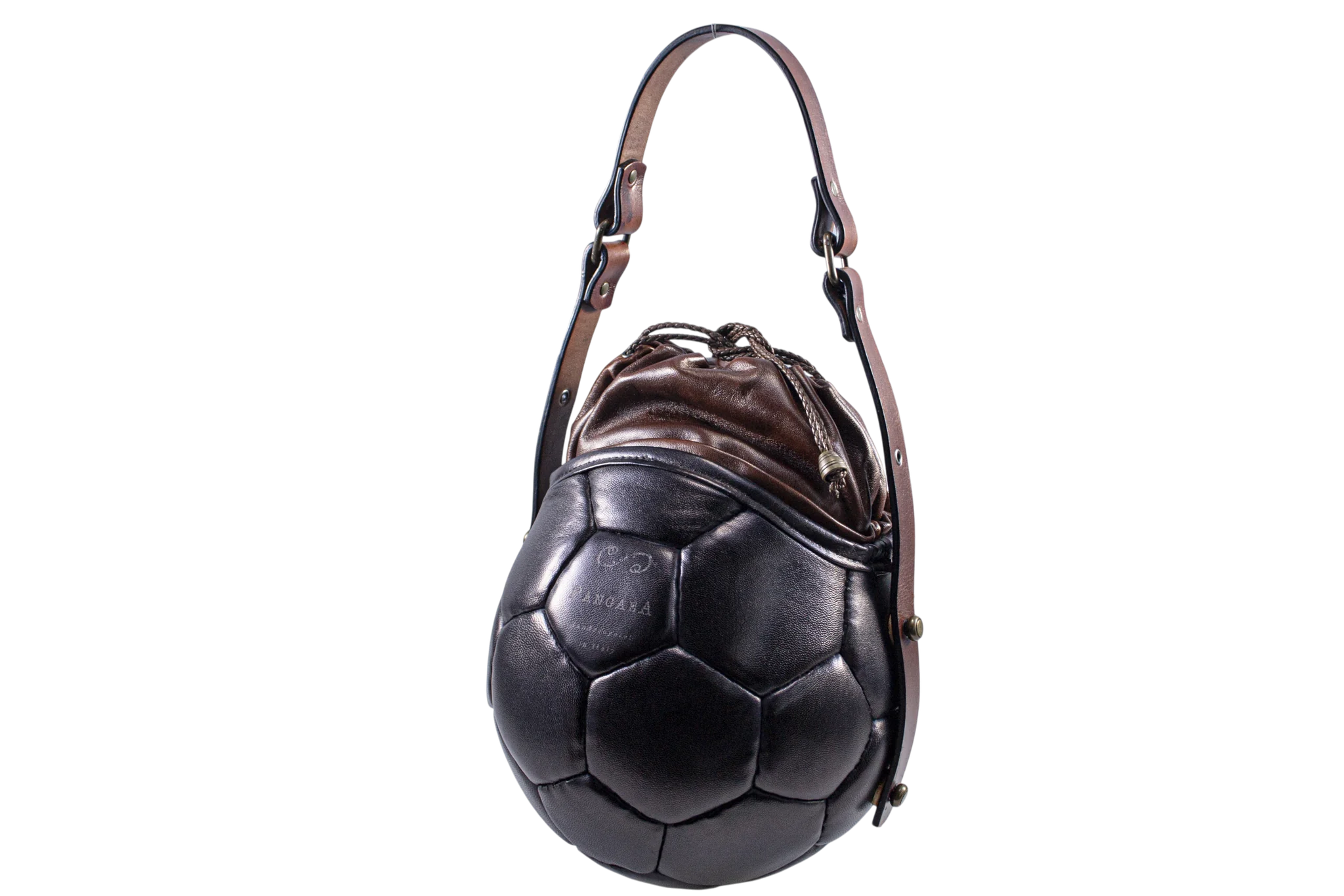 PANGAEA Round Bag nera con chiusura marrone scuro, esempio di composizione già realizzata